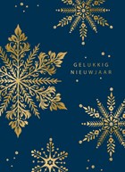 Sneeuwvlokken blauw goud gelukkig nieuwjaar